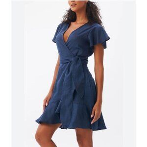 Vici TCEC Blue Wrap V-Neck Short Sleeve Mini Side Tie Dress Women’s Medium